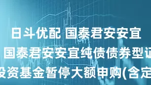 日斗优配 国泰君安安宜纯债债券: 国泰君安安宜纯债债券型证券投资基金暂停大额申购(含定期定额投资)的公告